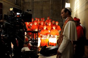 set of "The young Pope" by Paolo Sorrentino. 10/23/2015 sc. 108 ep. 1 In the picture Jude Law. Photo by Gianni Fiorito